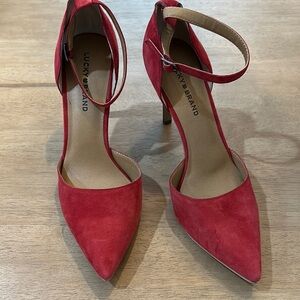 Lucky Brand Women's Red Suede Heels NWOT